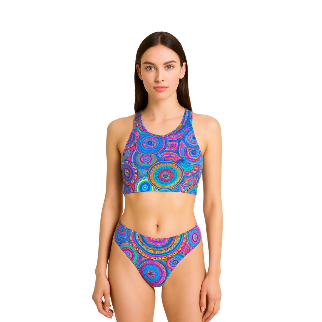 Colorful Mandala Print Brazilian Swimsuit
