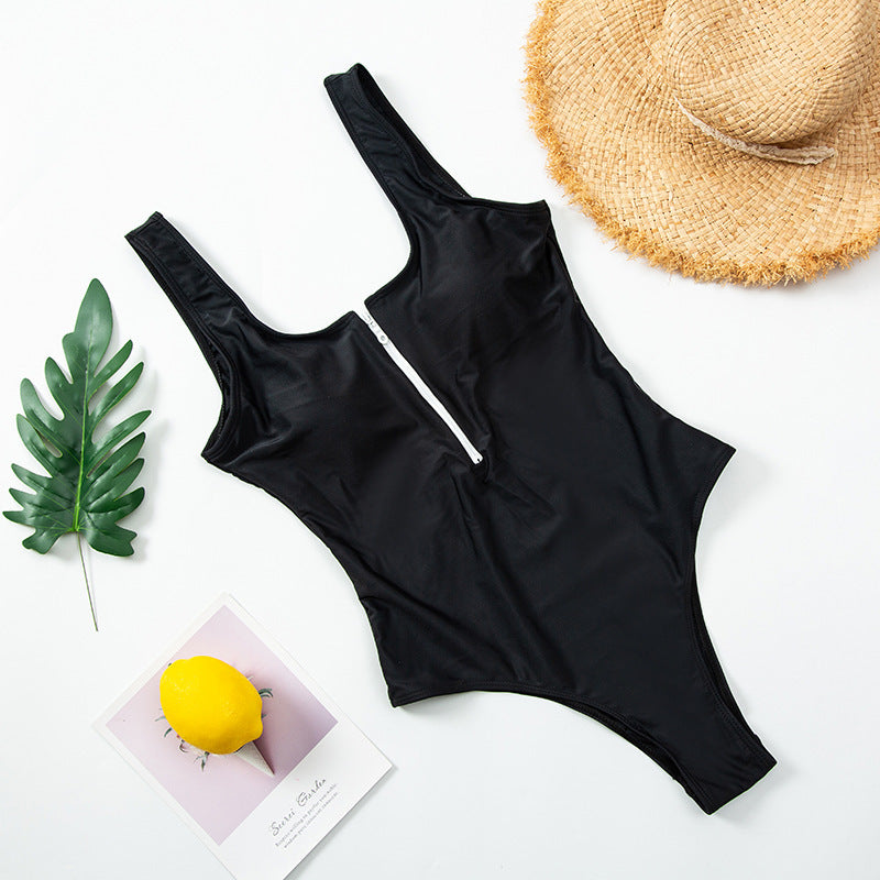 Ladies Zipper One-piece Swimsuit