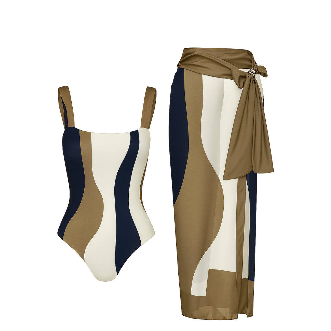 Fullbody swimsuit with fleece sarong