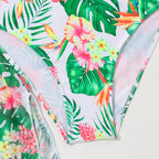 Girls' Monstera Print Three-piece Swimsuit