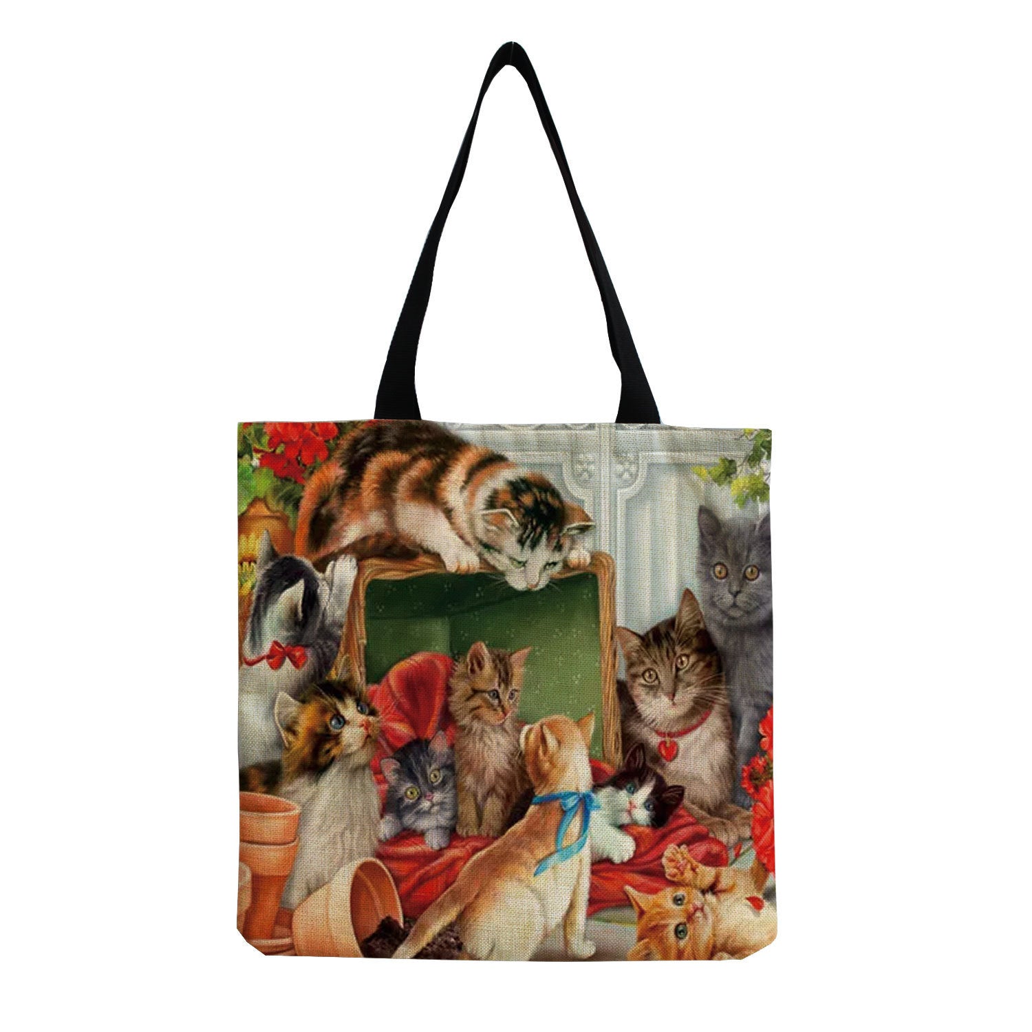 Cat Print Shopping Bag