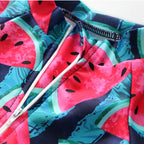 Close-up of a jacket with watermelon pattern