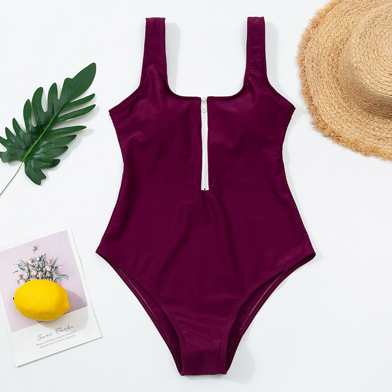 Ladies Zipper One-piece Swimsuit