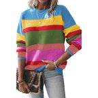 Retro Colorful Round Neck Sweater