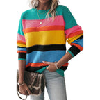 Retro Colorful Round Neck Sweater