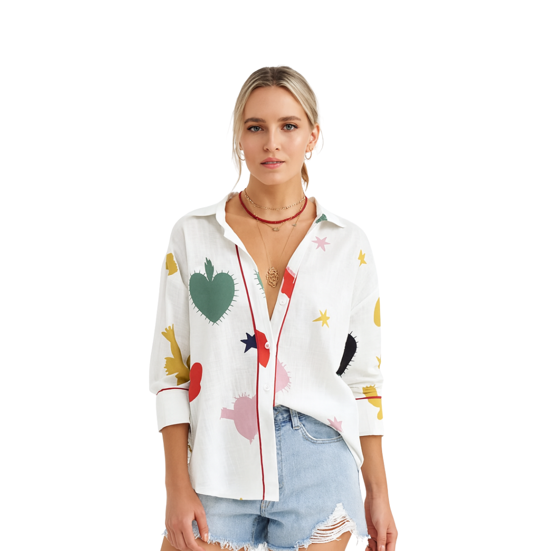 Cute Printed Breathable Long Sleeve Shirt