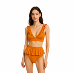 Cute Ruffled Lotus Leaf Skirt Two-Piece Swimsuit