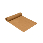 Rolled-up brown burlap fabric on a white background