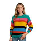 Retro Colorful Round Neck Sweater