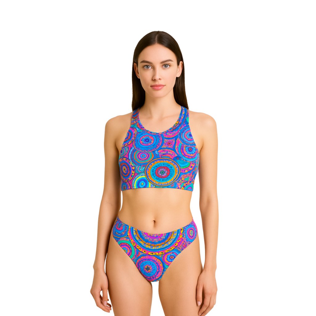 Colorful Mandala Print Brazilian Swimsuit