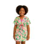 Girls' Monstera Print Three-piece Swimsuit