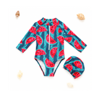 Watermelon Print Girls Swim Bodysuit